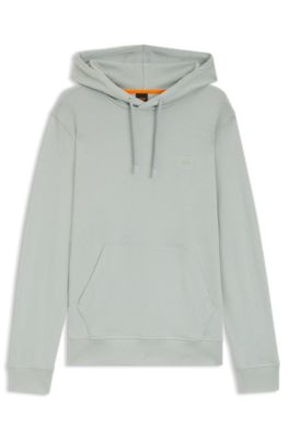 Sweat &agrave; capuche en molleton de coton avec patch logo, Argent