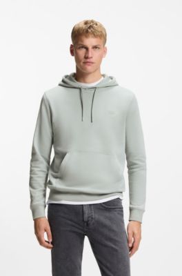 Sweat &agrave; capuche en molleton de coton avec patch logo, Argent