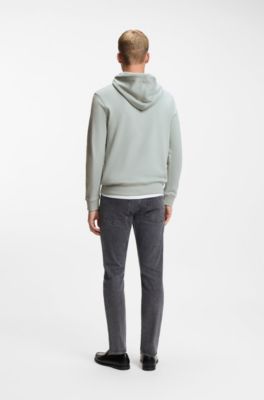 Sweat &agrave; capuche en molleton de coton avec patch logo, Argent