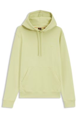 Logo-patch hoodie in cotton terry, Beige