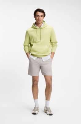 Logo-patch hoodie in cotton terry, Beige