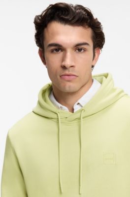 Logo-patch hoodie in cotton terry, Beige