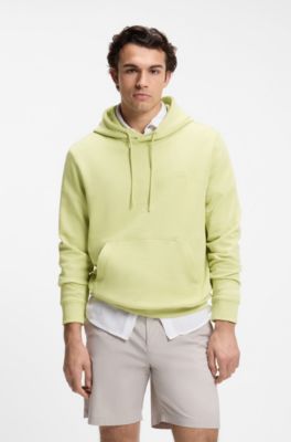 Logo-patch hoodie in cotton terry, Beige