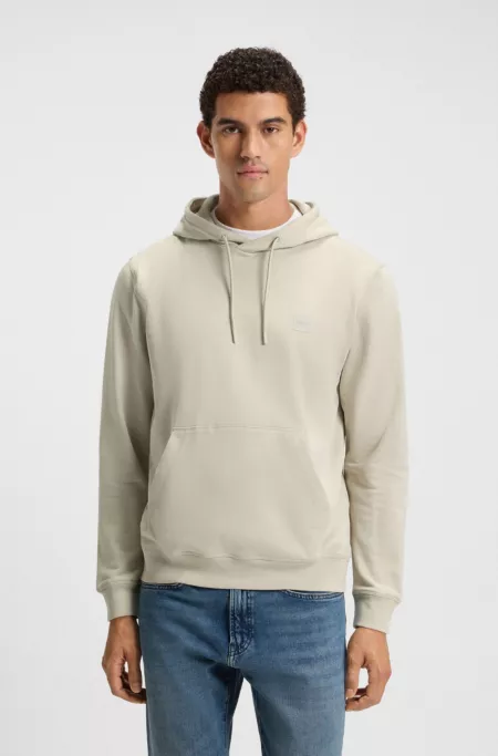 Logo-patch hoodie in cotton terry