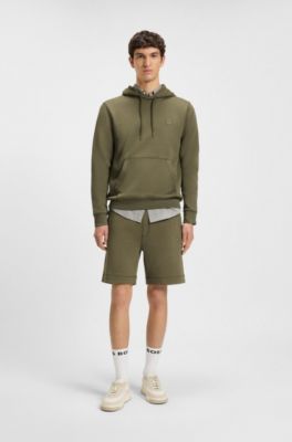 Logo-patch hoodie in cotton terry, Light Green