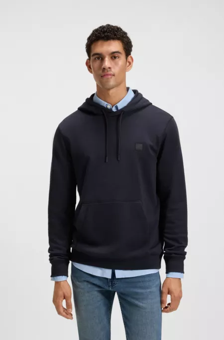Logo-patch hoodie in cotton terry