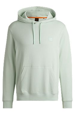 Sweat à capuche Regular en molleton de coton avec patch logoté