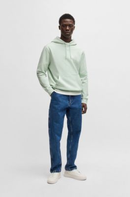 Sudadera con capucha de felpa de algod&oacute;n con parche con logo, Celeste