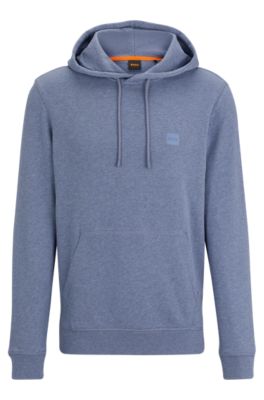 Hugo Boss Cotton-terry Hoodie With Logo Patch In Light Blue