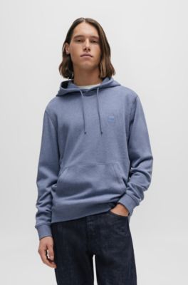 Sudadera con capucha de felpa de algod&oacute;n con parche con logo, Celeste