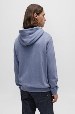 Sudadera con capucha de felpa de algod&oacute;n con parche con logo, Celeste