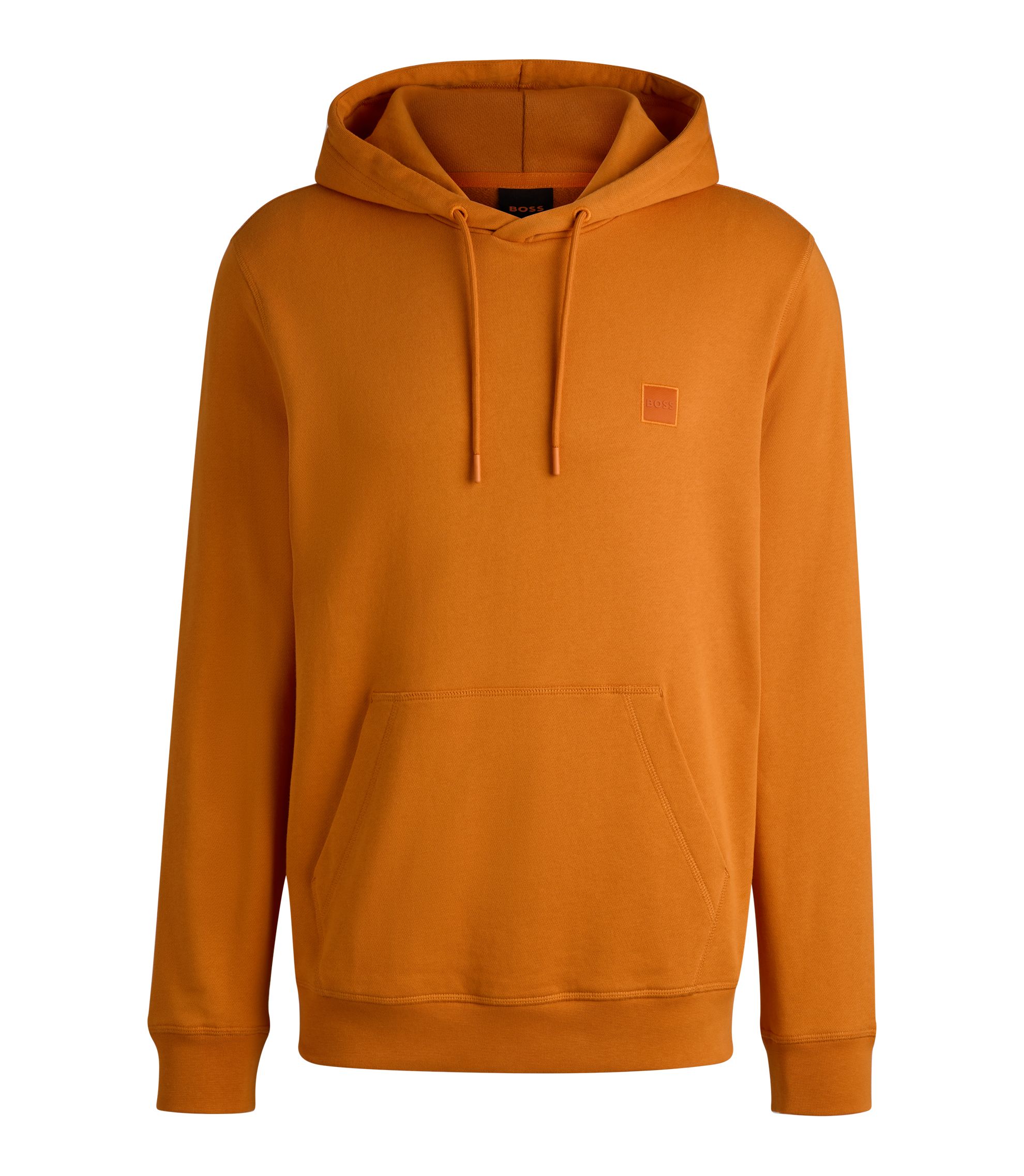 BOSS - Logo-patch hoodie in cotton terry - Light Orange