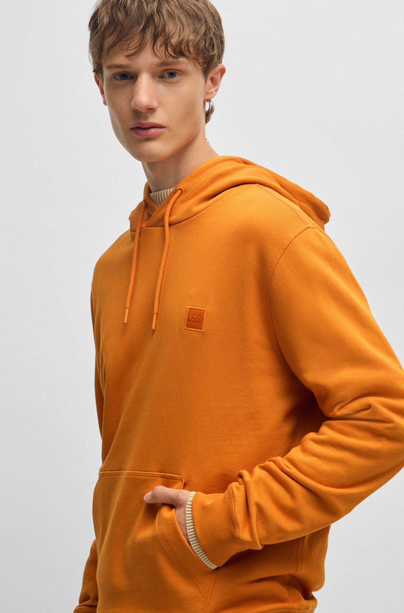 BOSS - Regular-fit hoodie in cotton terry with logo patch BOSS - Regular-fit hoodie in cotton terry with logo patch