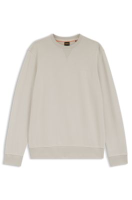 Logo-patch sweatshirt in cotton terry, Light Grey