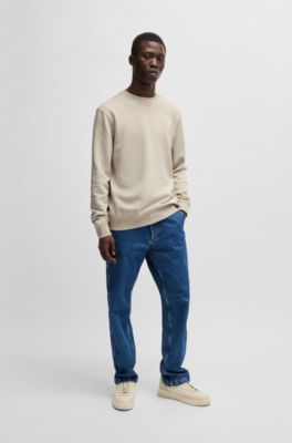 Sudadera en felpa de algod&oacute;n con parche de logo, Beige claro