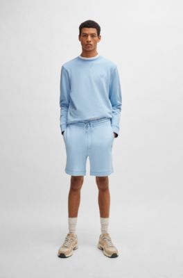 Sudadera en felpa de algod&oacute;n con parche de logo, Celeste