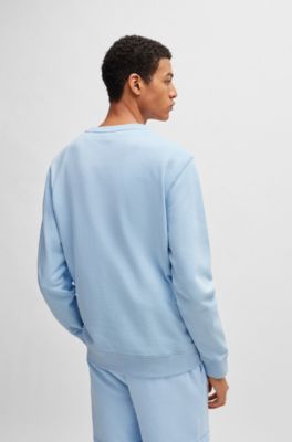 Sudadera en felpa de algod&oacute;n con parche de logo, Celeste