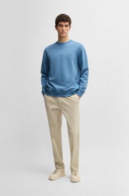 Sudadera en felpa de algod&oacute;n con parche de logo, Celeste