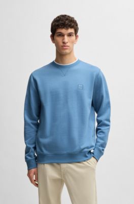 Sudadera en felpa de algod&oacute;n con parche de logo, Celeste