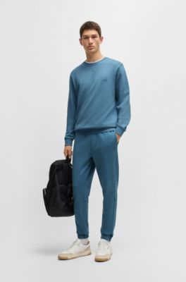 Sudadera en felpa de algod&oacute;n con parche de logo, Celeste