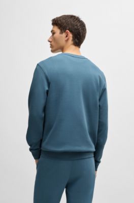 Sudadera en felpa de algod&oacute;n con parche de logo, Celeste