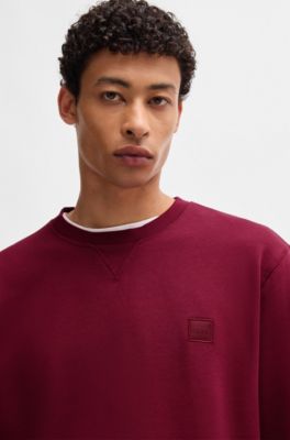 Sudadera en felpa de algod&oacute;n con parche de logo, Rojo claro