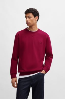 Sudadera en felpa de algod&oacute;n con parche de logo, Rojo claro