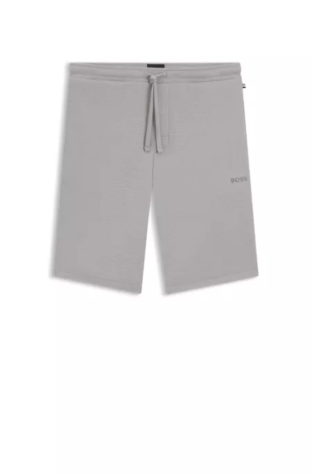 Embroidered-logo pyjama shorts in stretch jersey