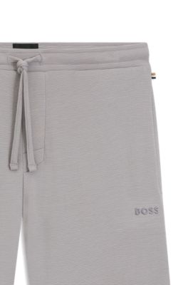 Embroidered-logo pyjama shorts in stretch jersey, Light Grey