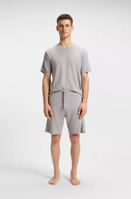 Embroidered-logo pyjama shorts in stretch jersey