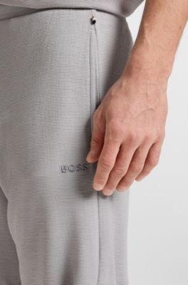 Shorts de pijama en punto el&aacute;stico con logo bordado, Gris claro