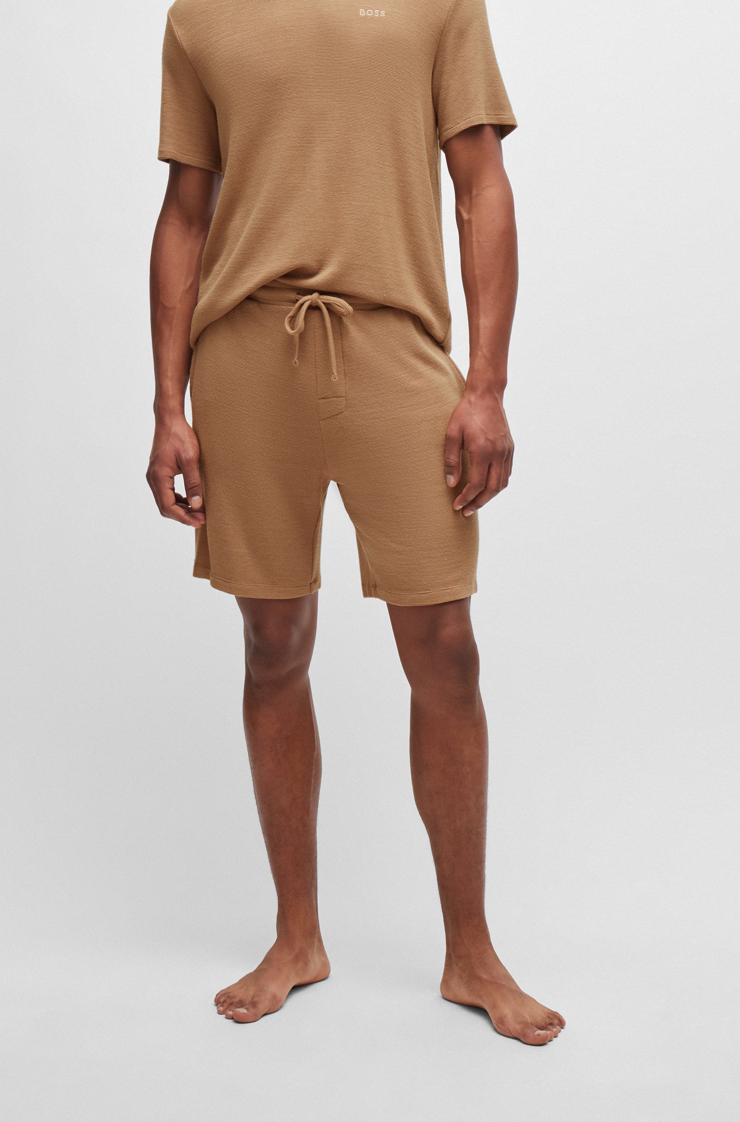 Shorts de pijama en punto elástico con logo bordado