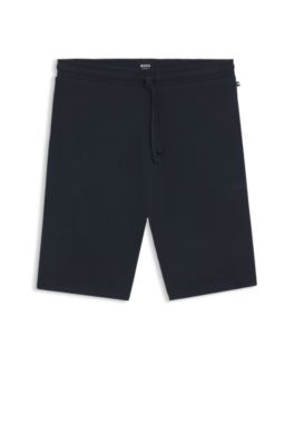 Embroidered-logo pyjama shorts in stretch jersey, Dark Blue