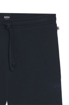 Short de pyjama en jersey stretch &agrave; logo brod&eacute;, Bleu fonc&eacute;