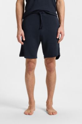 Shorts de pijama en punto el&aacute;stico con logo bordado, Azul oscuro