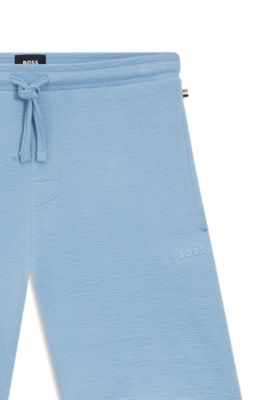 Shorts de pijama en punto el&aacute;stico con logo bordado, Celeste
