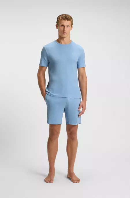 Embroidered-logo pyjama shorts in stretch jersey