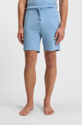 Shorts de pijama en punto el&aacute;stico con logo bordado, Celeste