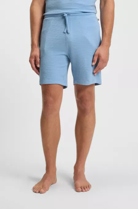 Embroidered-logo pyjama shorts in stretch jersey