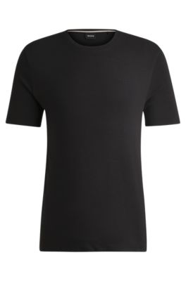 Camiseta de pijama en punto el&aacute;stico con logo bordado, Negro