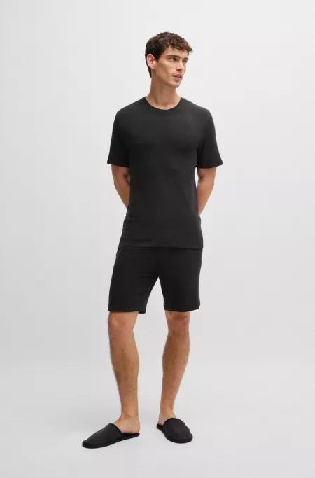Embroidered-logo pyjama T-shirt in stretch jersey