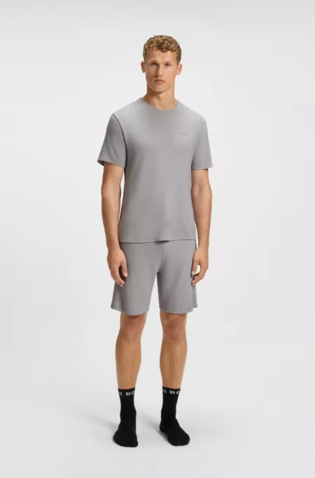 Embroidered-logo pyjama T-shirt in stretch jersey