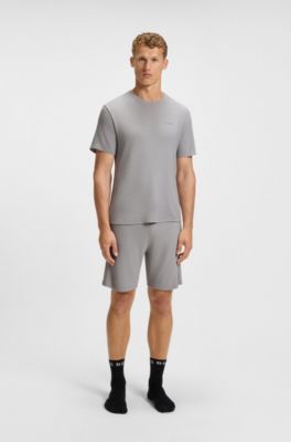 Camiseta de pijama en punto el&aacute;stico con logo bordado, Gris claro
