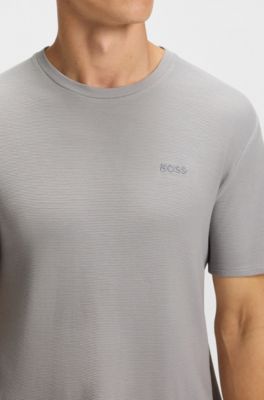 Camiseta de pijama en punto el&aacute;stico con logo bordado, Gris claro
