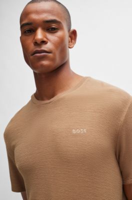 BOSS - Stretch-jersey pajama T-shirt with embroidered logo