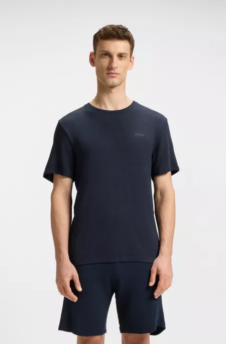 Embroidered-logo pyjama T-shirt in stretch jersey