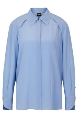 HUGO BOSS LONG-SLEEVED BLOUSE IN WASHED SILK