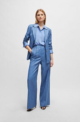 Long-sleeved blouse in washed silk