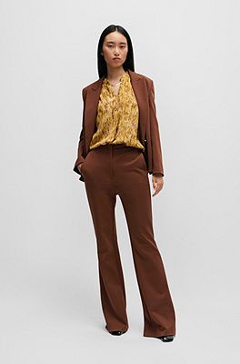 BOSS - Regular-fit blouse in floral-print silk