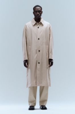 BOSS - Double-breasted trench coat in Italian stretch cotton